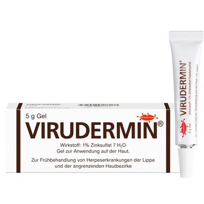 Faltschachtel und Tube des Virudermin Gels
