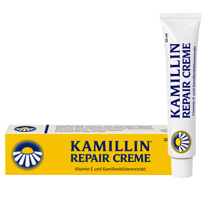Faltschachtel und Tube der Kamillin Repair Creme